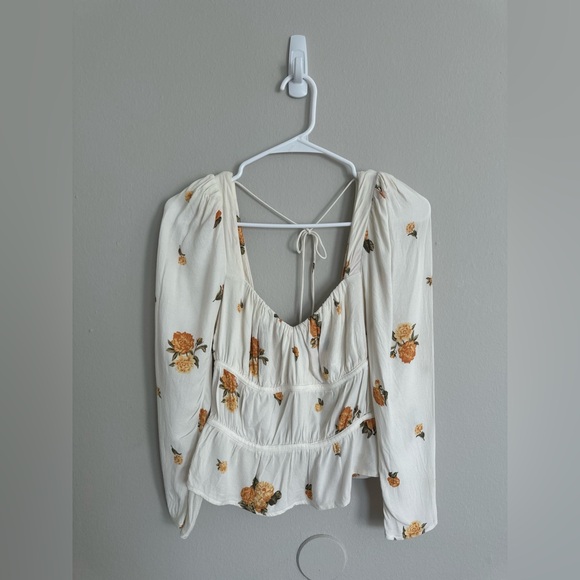 Reformation Plath Floral Top Blouse Puff Sleeve - Picture 3 of 5